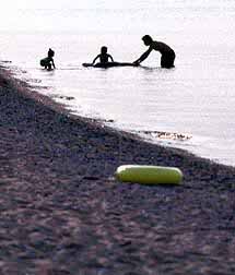 family on beach